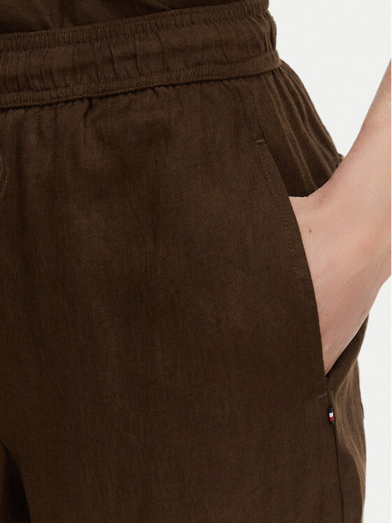Tommy Hilfiger Tommy Hilfiger Hlače WW0WW48970 Tamno smeđa Wide Leg
