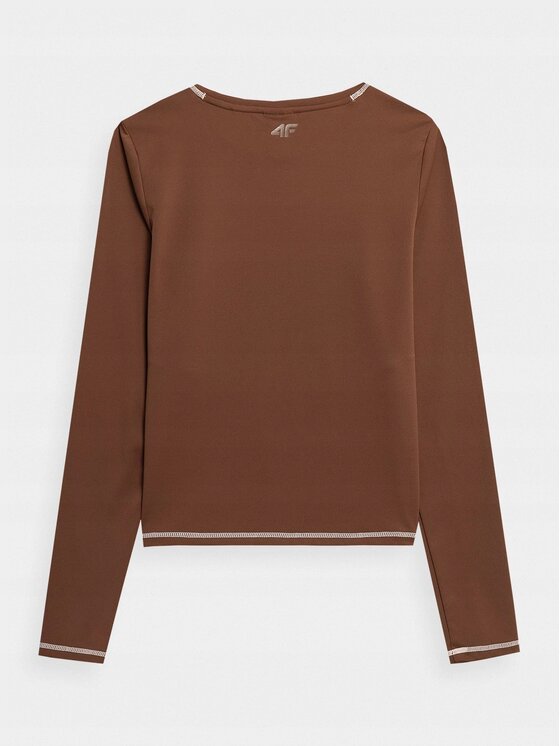 4F 4F Longsleeve 4FAW22TTSHF721-81S Brązowy Regular Fit