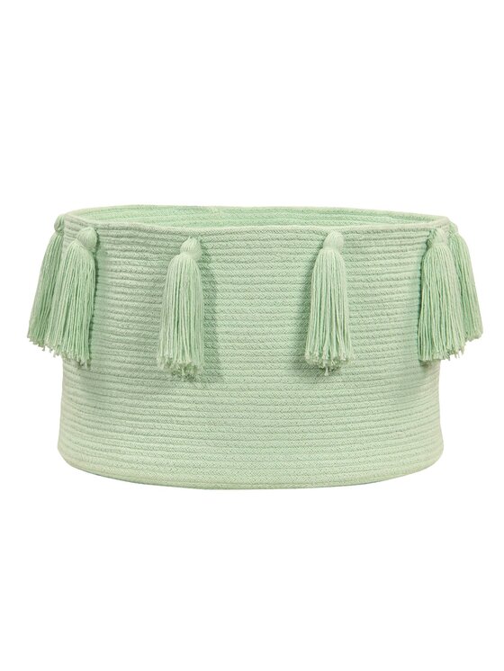 Lorena Canals Lorena Canals Przechowywanie Kosz Basket Tassels Soft Mint Zielony