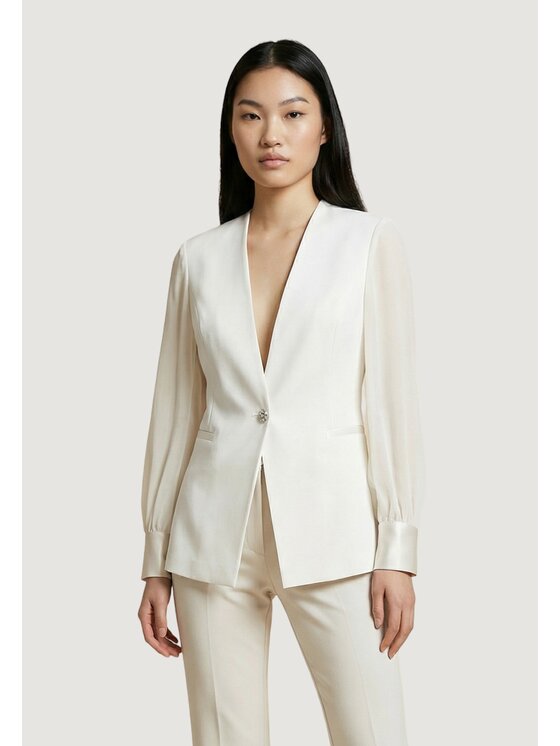 Artigli Artigli Μπουφάν γυναικείο MANICHE TRASPARENTI Λευκό Blazer Fit