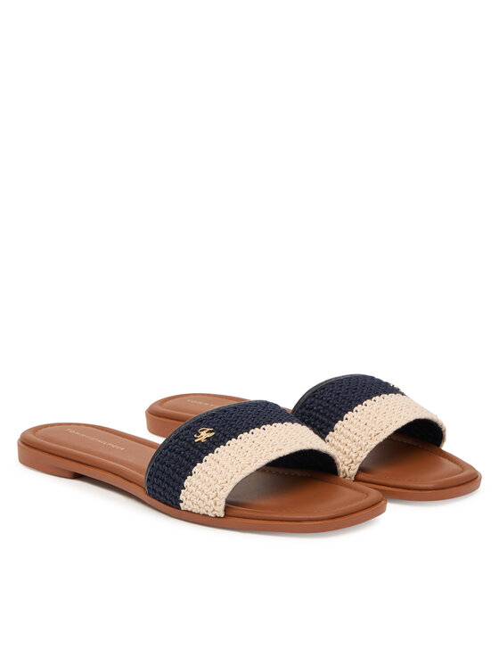 Tommy Hilfiger Tommy Hilfiger Papucs Flat Mule Crochet FW0FW09513 Sötétkék