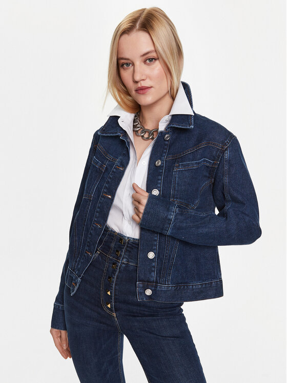 Trussardi Trussardi Džinsinė striukė 56S00882 Tamsiai mėlyna Slim Fit