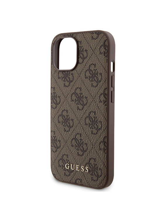 Guess Guess Zestaw prezentowy etui do iPhone 15 + powerbank 4G Metal Logo Brązowy
