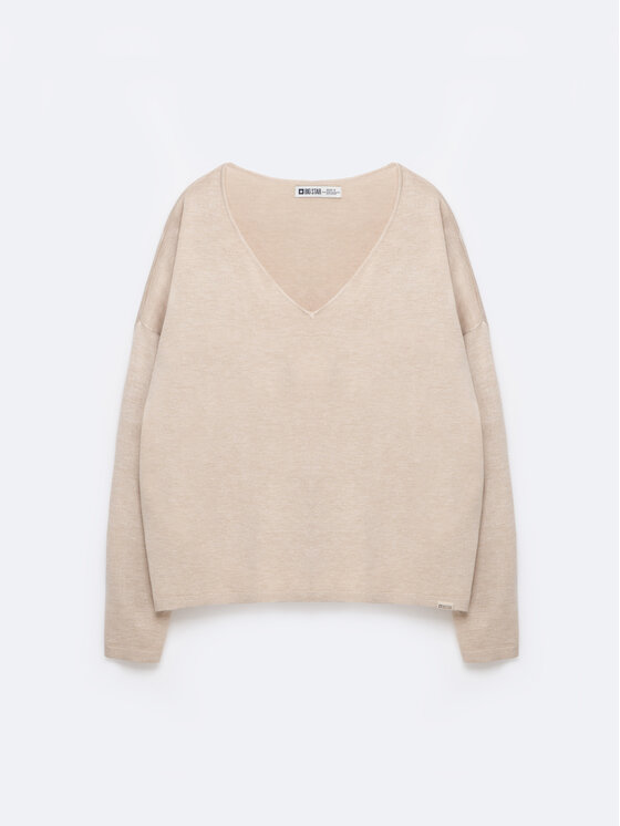 BIG STAR BIG STAR Sweter FAUSTI Beżowy Comfort Fit