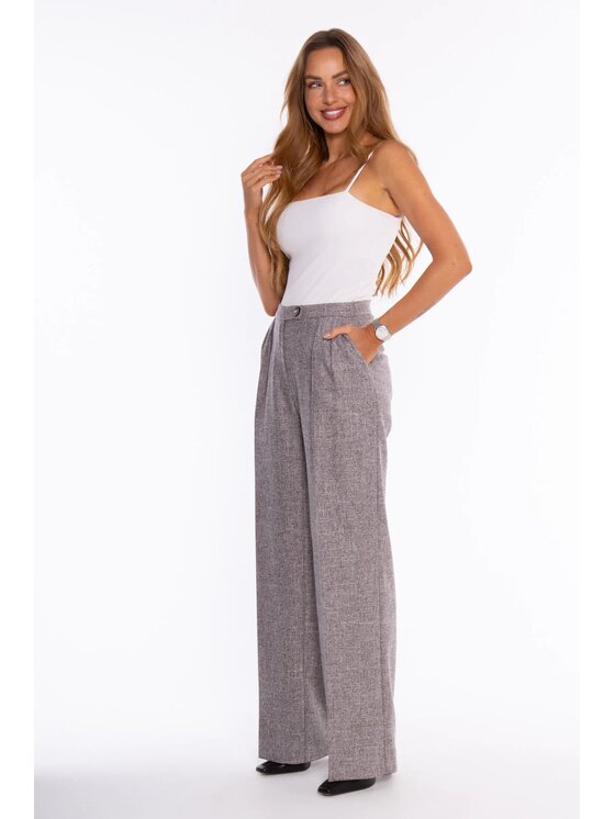 Made of Emotion Made of Emotion Kalhoty z materiálu M930 Šedá Wide Leg