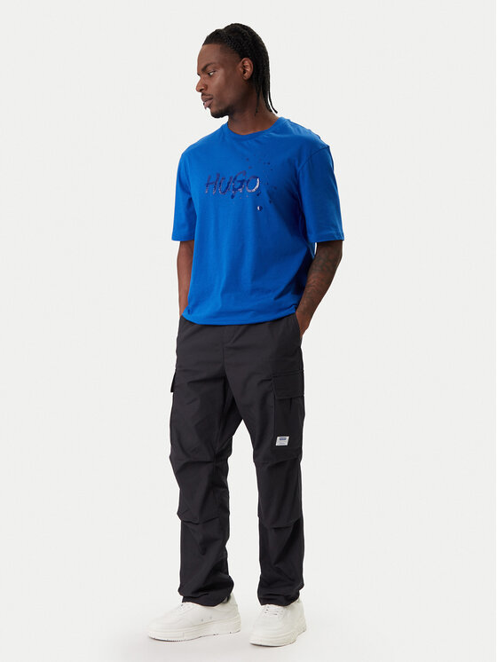 HUGO HUGO Medžiaginės kelnės Gadic242 50545643 Juoda Relaxed Fit