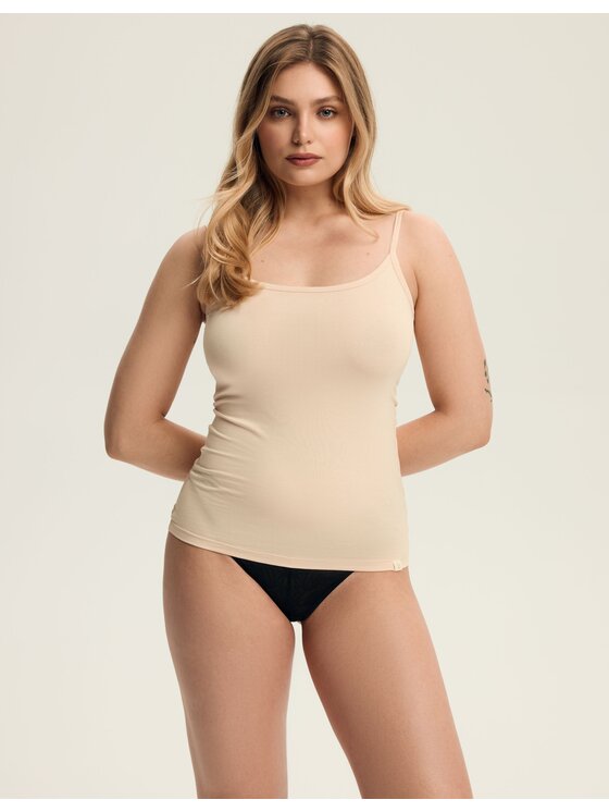 Esotiq Esotiq Top 32737-80X Beżowy Slim Fit