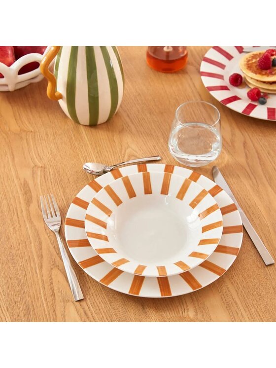 MIAhome MIAhome Komplet talerzy 6 szt. głębokich Cheri pomarańczowe Ø20,2 cm Biały