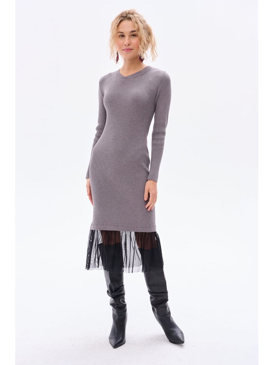 blue shadow blue shadow Sukienka codzienna Donna Szary Regular Fit