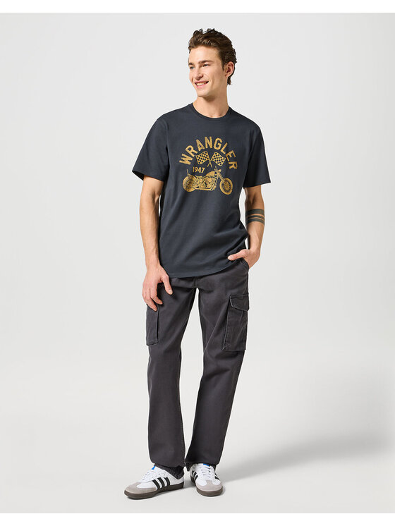 Wrangler Wrangler Spodnie materiałowe CASEY JONES CARGO Czarny Regular Fit