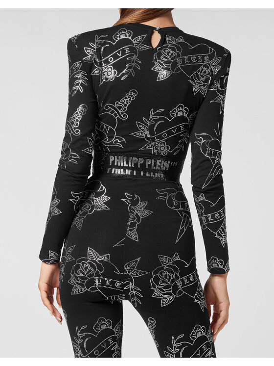 PHILIPP PLEIN PHILIPP PLEIN Bluzka 2919 Czarny Cropped Fit
