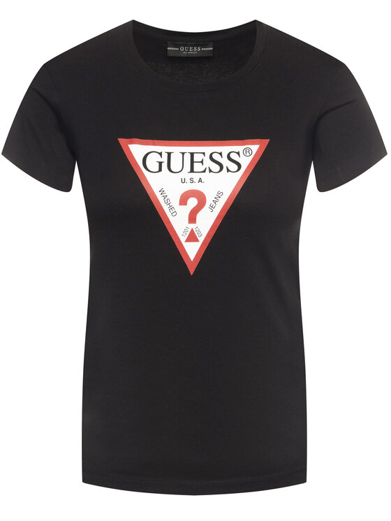 Guess Guess Marškinėliai Basic Triangle Tee W01I98 JA900 Juoda Slim Fit
