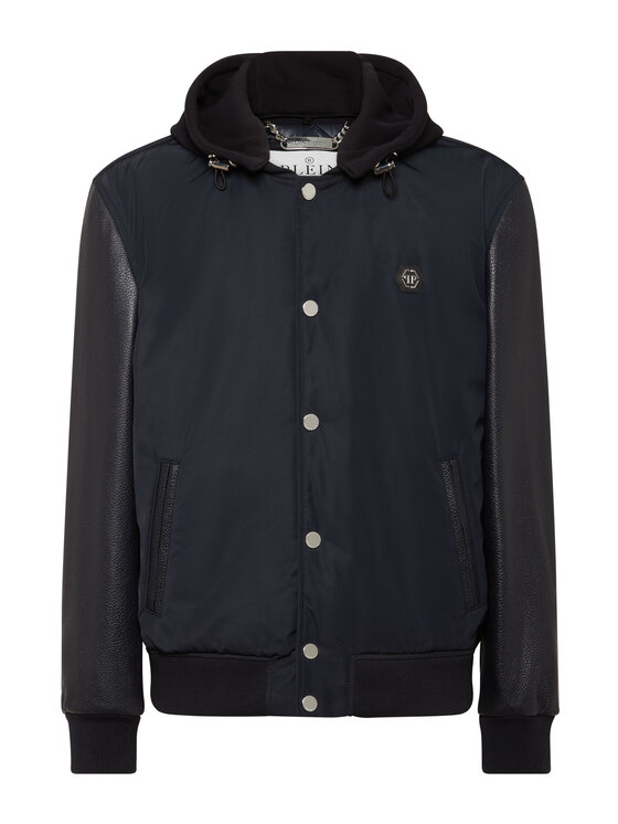 PHILIPP PLEIN PHILIPP PLEIN Kurtka skórzana 26983 Granatowy Regular Fit