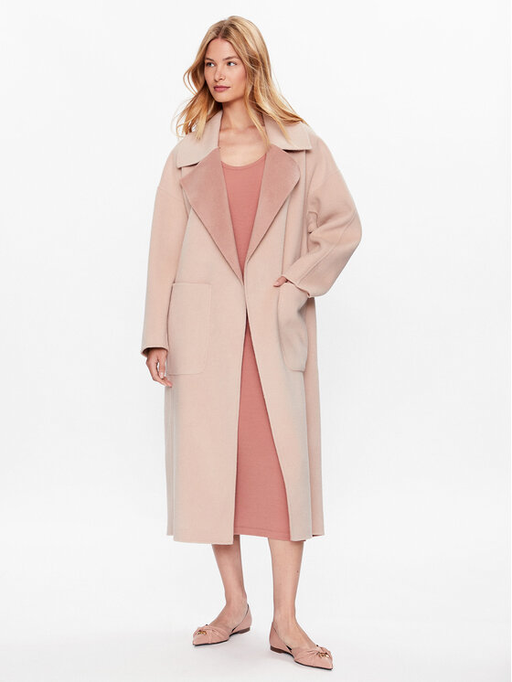 Calvin Klein Calvin Klein Płaszcz wełniany K20K205855 Różowy Regular Fit