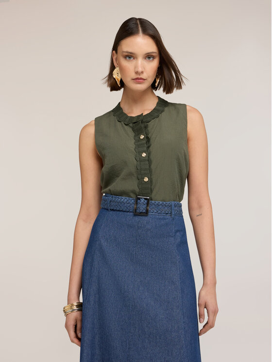 Motivi Motivi Top D056Q000563N035 Verde Regular Fit