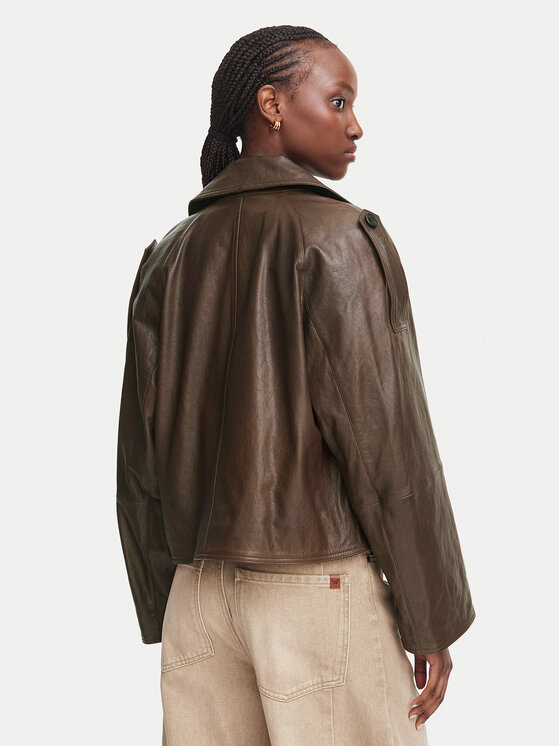 Weekend Max Mara Weekend Max Mara Кожено яке Felino 2625446051 Тъмнокафяв Regular Fit