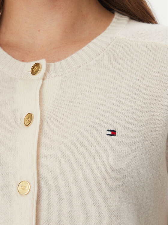 Tommy Hilfiger Tommy Hilfiger Strickjacke WW0WW51439 Creme Slim Fit
