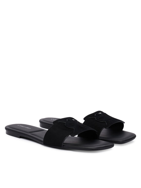 Calvin Klein Calvin Klein Παντόφλες Square Flat Sndl Embl Suede HW0HW03055 Μαύρο