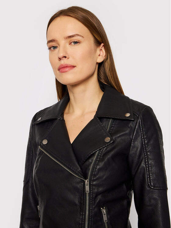 Noisy May Noisy May Яке от имитация на кожа Rebel 27000741 Черен Slim Fit