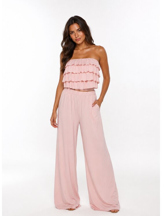 Agatha Studio Agatha Studio Komplet bluzka i spodnie A26LS-KA-K46 Różowy Slim Fit