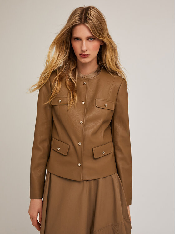 Motivi Motivi Giacca in similpelle R316Q000982N022 Écru Regular Fit