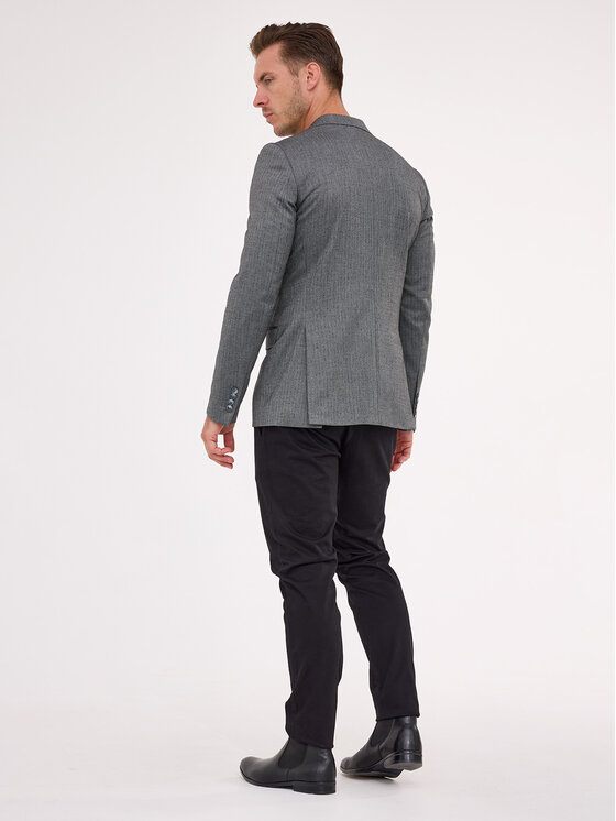 VILLARO VILLARO Marynarka MAR240 Szary Slim Fit