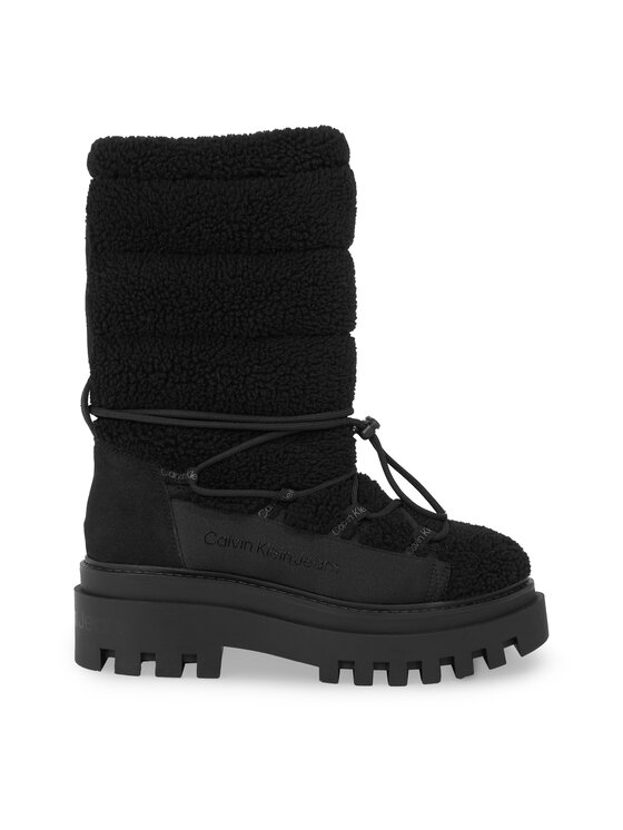 calvin klein jeans bottes de neige flatform snow boot sherpa wn yw0yw01195 noir