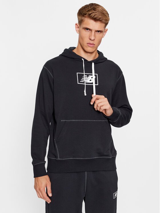 New Balance Džemperis ar kapuci NB Essentials Hoodie MT33508 Melns Regular Fit