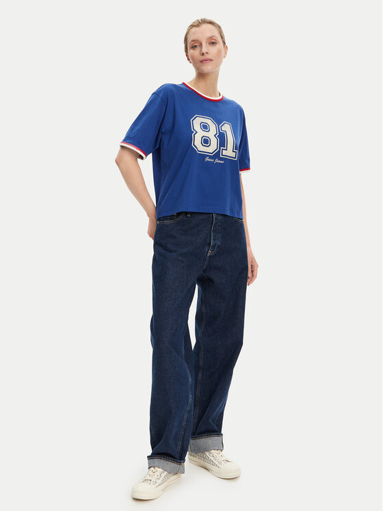 Guess Jeans Guess Jeans Tričko W5YI19 K8HM0 Modrá Regular Fit