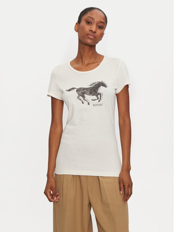 Mustang Tričko Loa 1015450 Biela Slim Fit