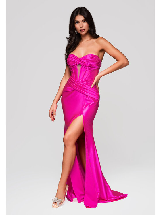 Ombre Ombre Sukienka wieczorowa LA-OM-DLR229 Różowy Regular Fit