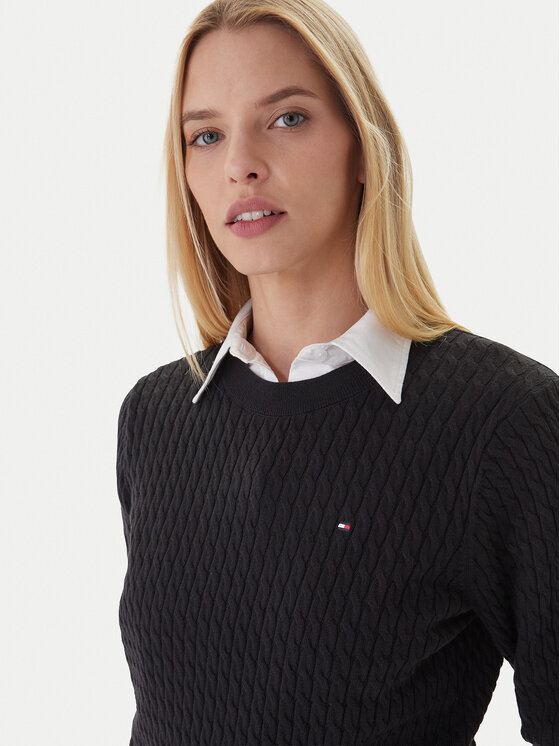 Tommy Hilfiger Tommy Hilfiger Sveter Fine WW0WW44993 Čierna Regular Fit