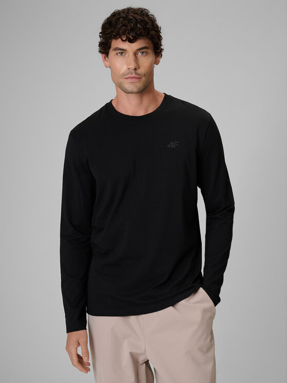 4F 4F Longsleeve BASIC+ Czarny Slim Fit