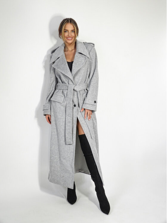 LilaLou LilaLou Płaszcz przejściowy LeLong Szary Regular Fit