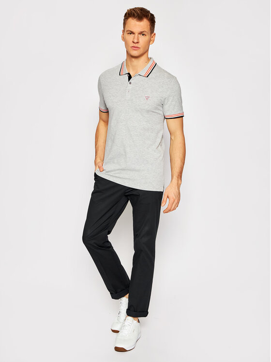 Guess Polo marškinėliai M1RP66 J1311 Pilka Extra Slim Fit • Modivo.lt