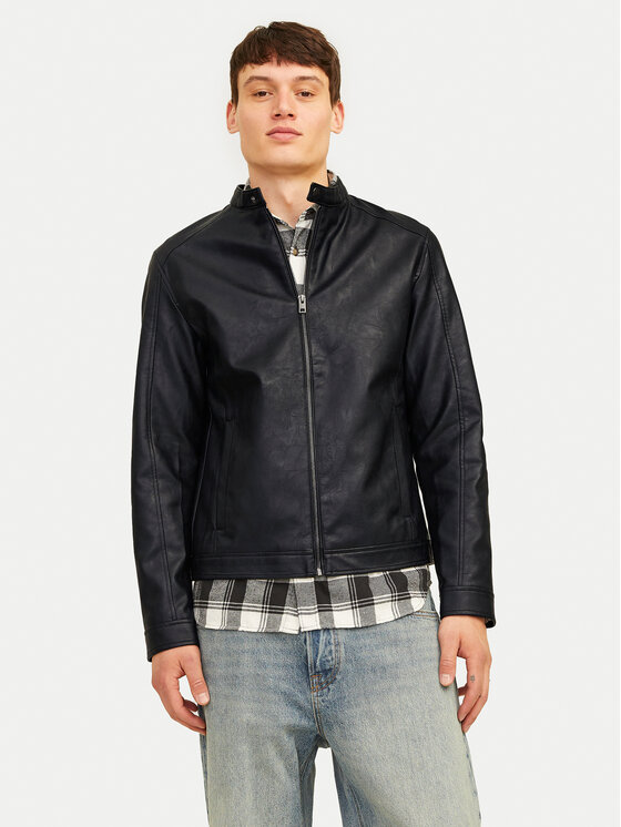 Jack & Jones Jack & Jones Bunda z imitace kůže Dylan 12261195 Černá Slim Fit
