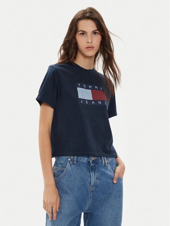 Tommy Jeans T-krekls Flag DW0DW18629 Tumši zils Boxy Fit