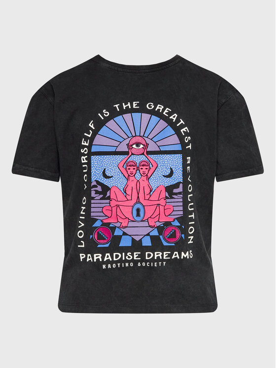 Kaotiko Kaotiko Majica Paradise Dreams AL004-01-M002 Črna Regular Fit