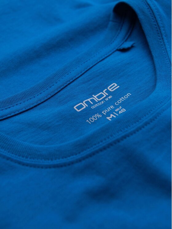 Ombre Ombre T-Shirt OM-TSBS-0236 Niebieski Regular Fit