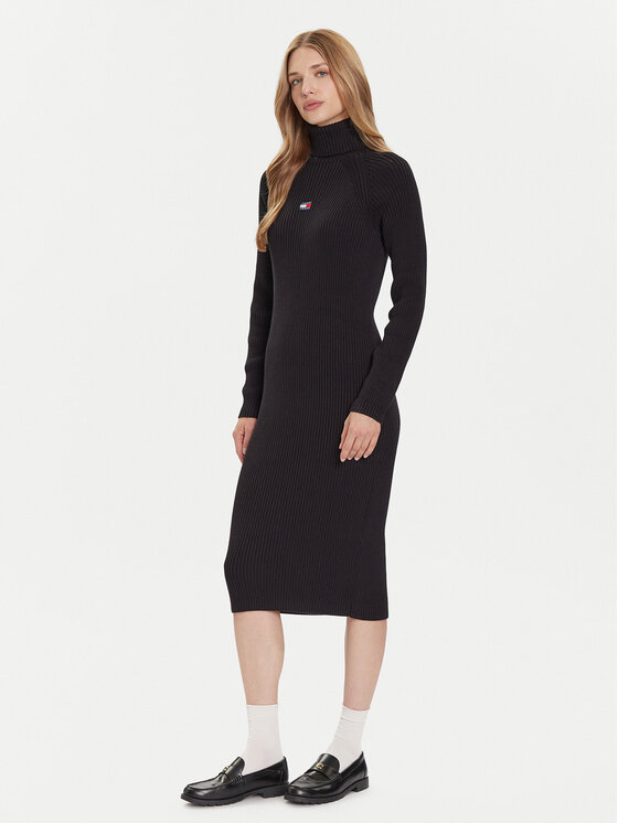 Tommy Jeans Tommy Jeans Úpletové šaty Badge DW0DW22167 Černá Regular Fit