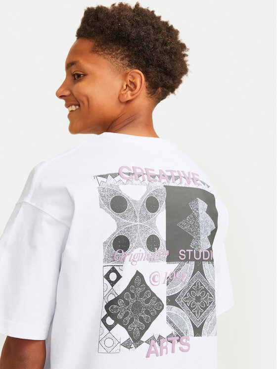 Jack&Jones Junior Jack&Jones Junior T-krekls Noho Back Graphic 12263186 Balts Relaxed Fit