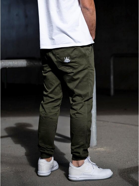 Jigga Wear Jigga Wear Joggery Na gumce wygodne dzogery 91125 Zielony Regular Fit