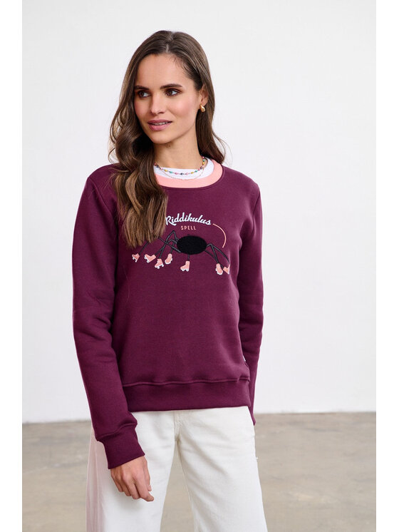 NAOKO NAOKO Bluza Riddiculus Bordowy Reglan Fit