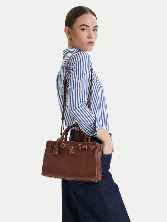 Tommy Hilfiger Tommy Hilfiger Táska American Icon Mini Tote Leather AW0AW17926 Barna