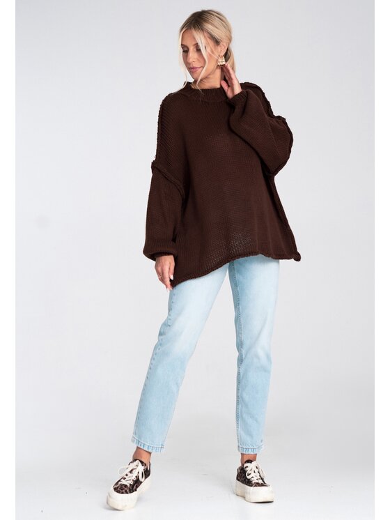 FIGL FIGL Svetr M1238 Hnědá Regular Fit