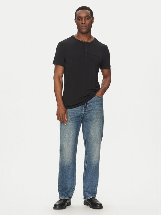 Calvin Klein Underwear Calvin Klein Underwear Majica Henley LV00NM2803 Črna Regular Fit