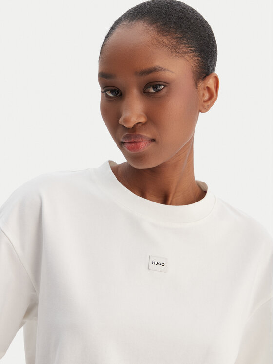 HUGO HUGO T-Shirt Signature 50556807 Écru Regular Fit