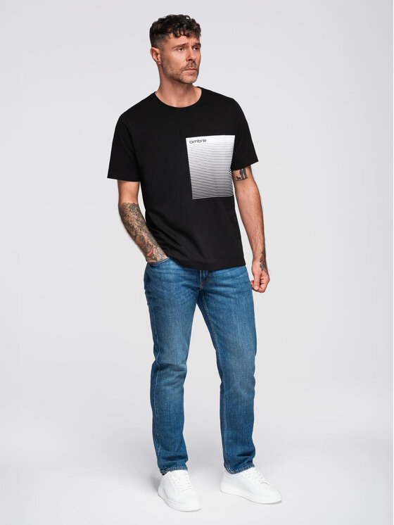 Ombre Ombre T-Shirt OM-TSPT-0246 Černá Regular Fit