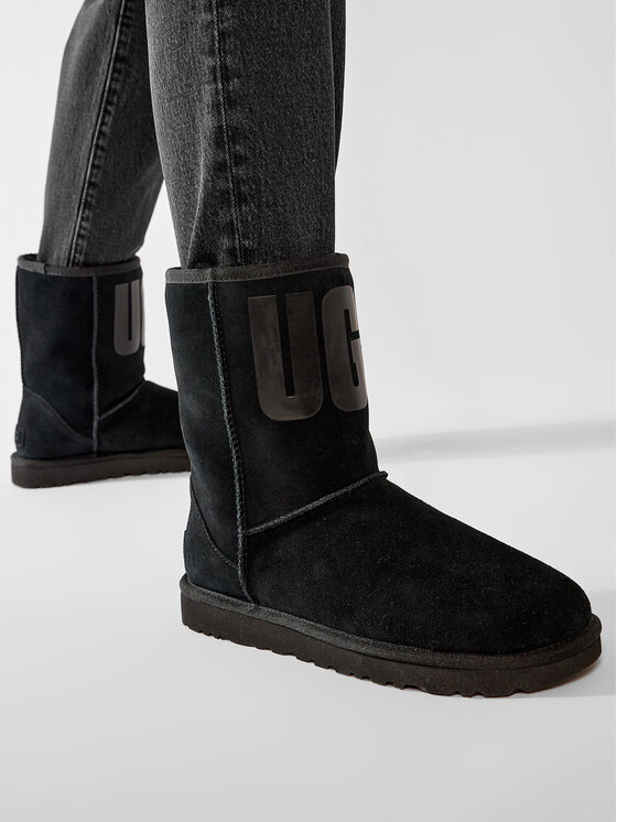 Ugg Ugg Снігоходи W Classic Short Ugg Rubber Logo 1108230 Чорний