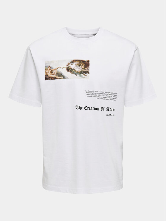 Only & Sons Only & Sons T-krekls Apoh 22028207 Balts Relaxed Fit